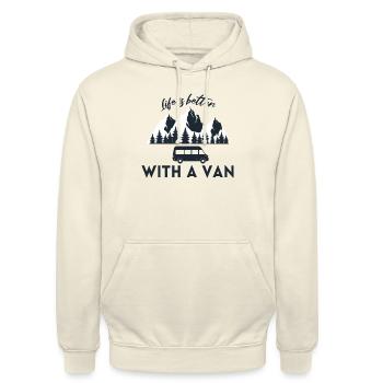 Life is better with a van - Van life - Unisex Hoodie - Vanille-Milchshake - Vorne - Alina (178cm) & Michal (187cm)