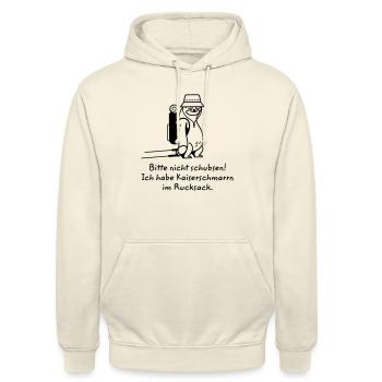 Bitte Nicht Schubsen - Kaiserschmarrn Faultier - Unisex Hoodie - Vanille-Milchshake - Vorne - Alina (178cm) & Michal (187cm)