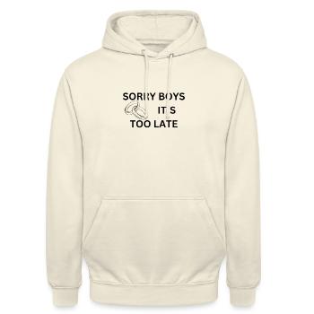 DÉSOLÉ LES GARÇONS, IL EST TROP TARD - Sweat-shirt à capuche unisexe - vanille - Devant - Alina (178cm) & Michal (187cm)