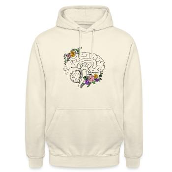 Flower Brain - Neuroscientist - Unisex Hoodie - Vanille-Milchshake - Vorne - Alina (178cm) & Michal (187cm)