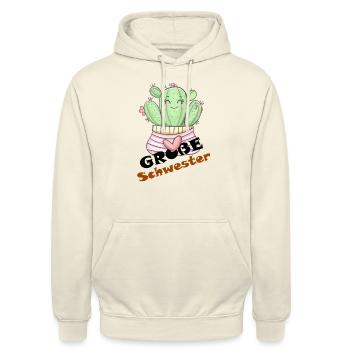 Große Schwester - Unisex Hoodie - Vanille-Milchshake - Vorne - Alina (178cm) & Michal (187cm)