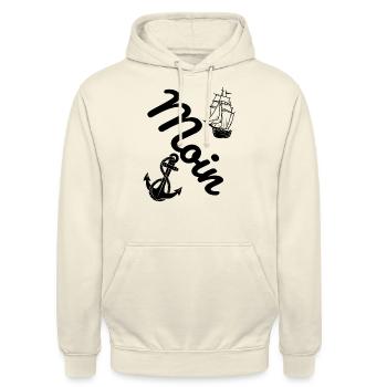 moin anker schiff - Unisex Hoodie - Vanille-Milchshake - Vorne - Alina (178cm) & Michal (187cm)