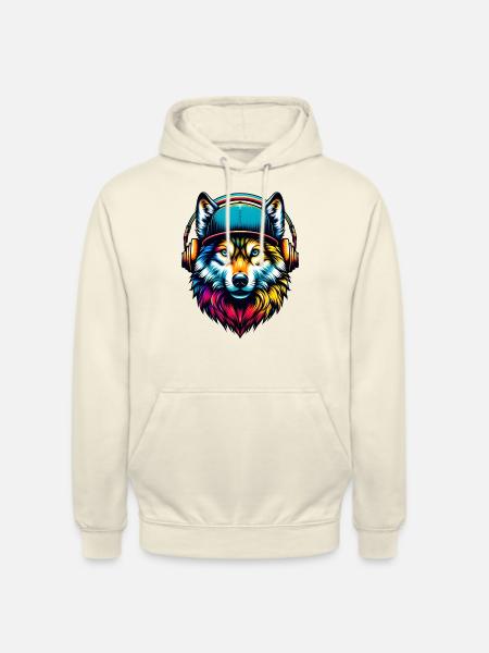 Farbenfroher urbaner Wolf - Unisex Hoodie - Vanille-Milchshake