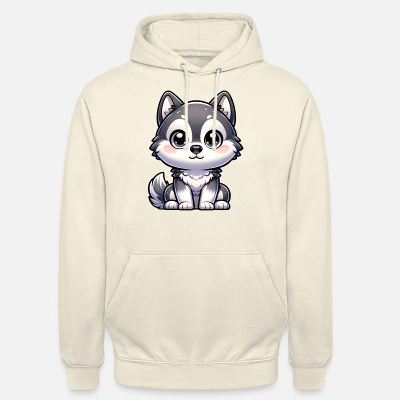 Illustration numérique de mignon Husky - Sweat-shirt à capuche unisexe - vanille