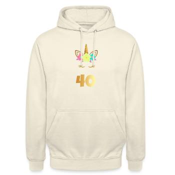 40 ans de cadeau d'anniversaire d'or de licorne - Sweat-shirt à capuche unisexe - vanille - Devant - Alina (178cm) & Michal (187cm)