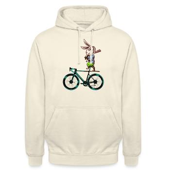 Kaninchen-Fahrradfahrer - Unisex Hoodie - Vanille-Milchshake - Vorne - Alina (178cm) & Michal (187cm)