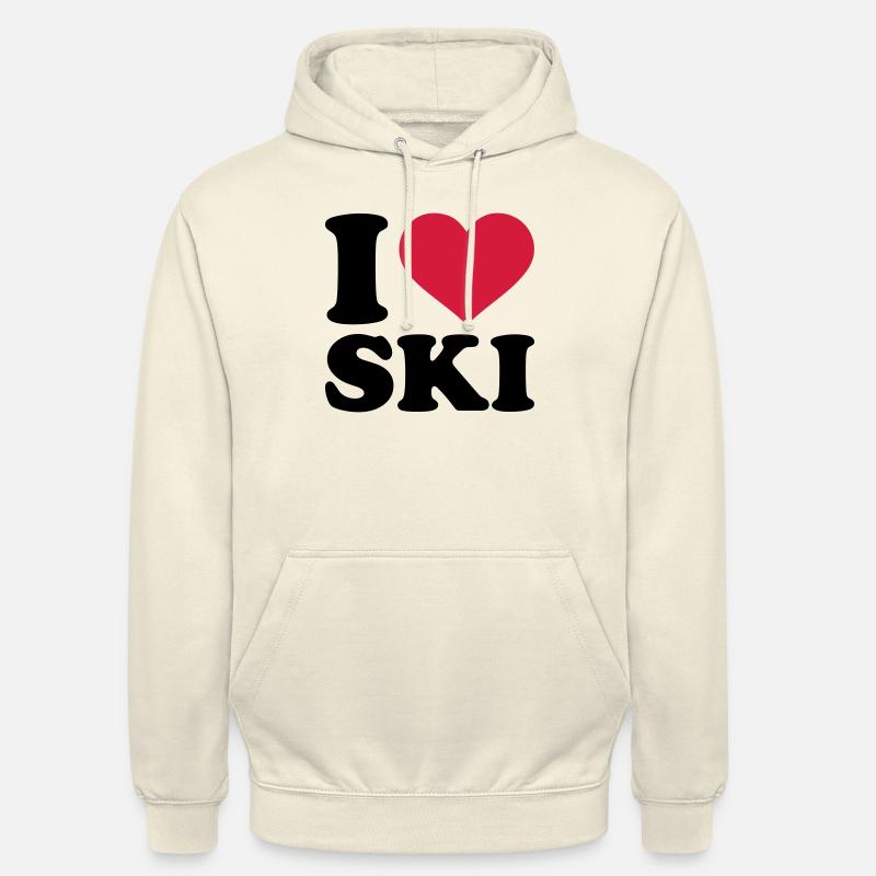 I love Ski - Sweat-shirt à capuche unisexe - vanille