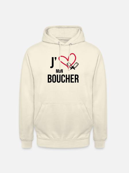 J'aime mon Boucher - Sweat-shirt à capuche unisexe - vanille