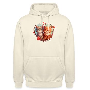 KATZENHUMOR DRÖLES GESCHENK KÄTZCHEN LIEBE KATZEN KATZE - Unisex Hoodie - Vanille-Milchshake - Vorne - Alina (178cm) & Michal (187cm)