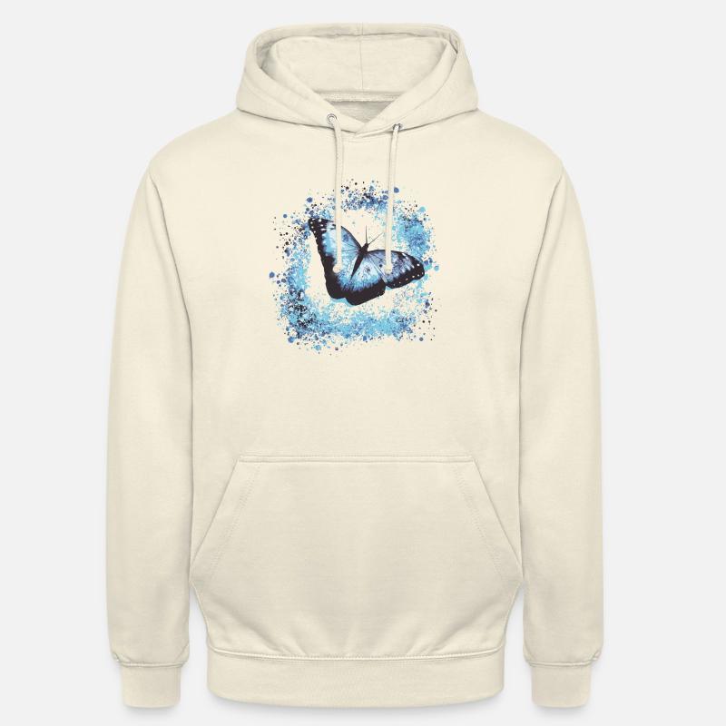 papillon ,bleu ,graffiti,turquoise,peinture - Sweat-shirt à capuche unisexe - vanille