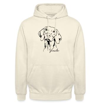 VIZSLA Wilsigns Jagdhund Jagdhunde Aufkleber - Unisex Hoodie - Vanille-Milchshake - Vorne - Alina (178cm) & Michal (187cm)