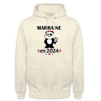 Marraine en 2024, annonce grossesse, famille - Sweat-shirt à capuche unisexe - vanille - Devant - Alina (178cm) & Michal (187cm)