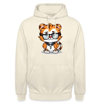 Polko the Tiger - Unisex Hoodie - vanilla - Front - Alina (178cm) & Michal (187cm)
