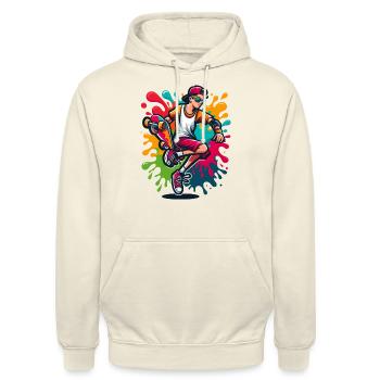 Skateboard mit Farbklecksen - Unisex Hoodie - Vanille-Milchshake - Vorne - Alina (178cm) & Michal (187cm)