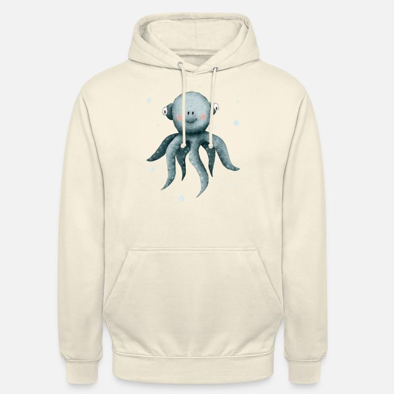 Calmar pieuvre, créatures marines mignonnes - Sweat-shirt à capuche unisexe - vanille