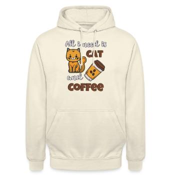Brauche Katze und Kaffee - Unisex Hoodie - Vanille-Milchshake - Vorne - Alina (178cm) & Michal (187cm)