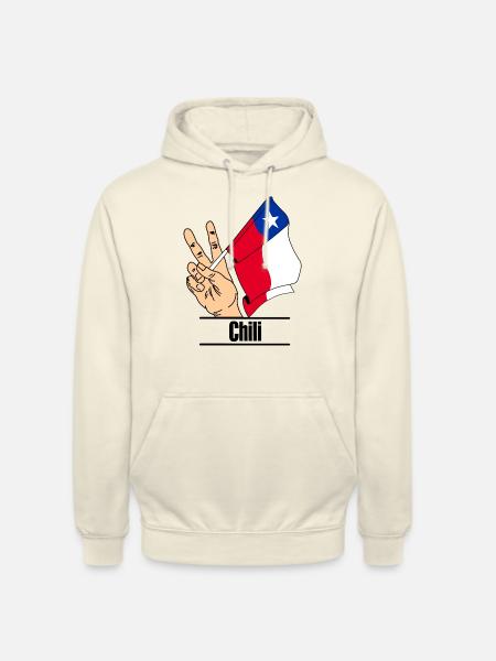 Flagge Chile Friedenszeichen Text 'Chile' - Unisex Hoodie - Vanille-Milchshake