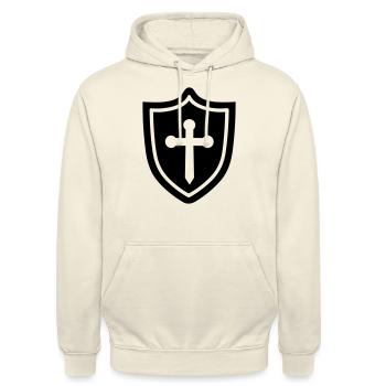 Schild - Unisex Hoodie - Vanille-Milchshake - Vorne - Alina (178cm) & Michal (187cm)
