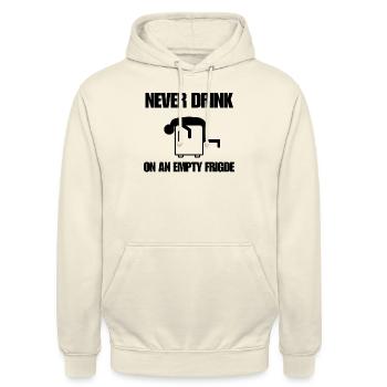 Never drink on an empty fridge - Unisex Hoodie - vanilla - Front - Alina (178cm) & Michal (187cm)