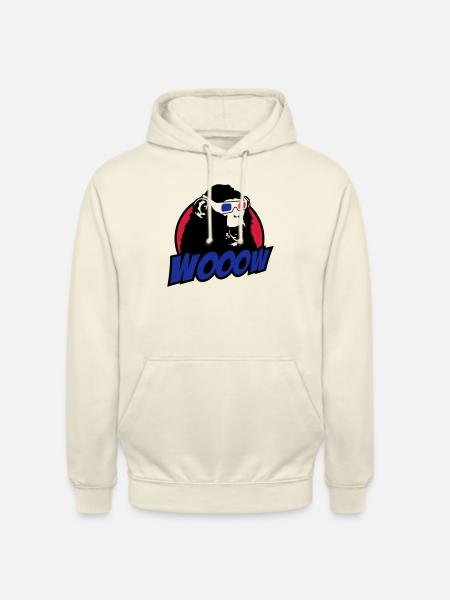 3D Glasses amazed Monkey - Unisex Hoodie - vanilla