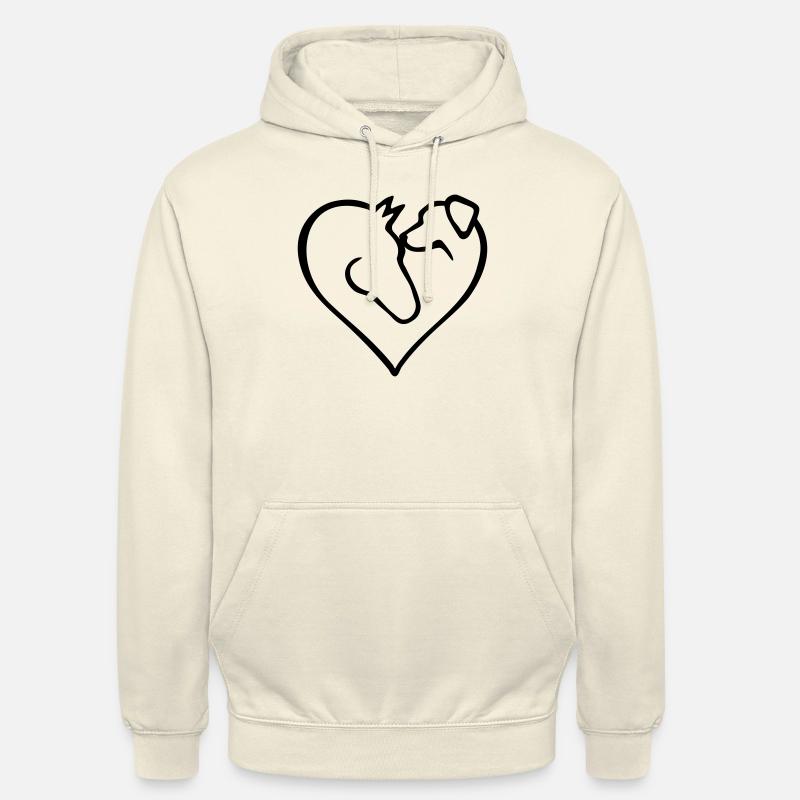 Cœur de cheval avec chien - changement de couleur - Sweat-shirt à capuche unisexe - vanille