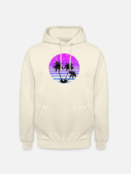 palm trees retro sun - Unisex Hoodie - vanilla