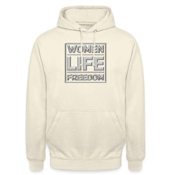 Liberté de vie des femmes - Sweat-shirt à capuche unisexe - vanille - Devant - Alina (178cm) & Michal (187cm)