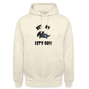 HEY HO LET'S GO!!! Schildkröten - Unisex Hoodie - Vanille-Milchshake - Vorne - Alina (178cm) & Michal (187cm)