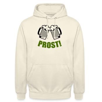 bier prost - Unisex Hoodie - Vanille-Milchshake - Vorne - Alina (178cm) & Michal (187cm)