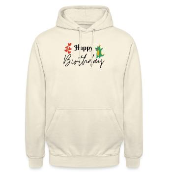 Happy Birthday - Unisex Hoodie - Vanille-Milchshake - Vorne - Alina (178cm) & Michal (187cm)
