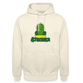 Kaktus Stecher - Unisex Hoodie - Vanille-Milchshake - Vorne - Alina (178cm) & Michal (187cm)