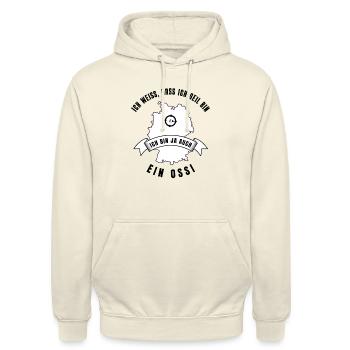 Ich weiß, dass ich geil bin Unisex Design - Unisex Hoodie - Vanille-Milchshake - Vorne - Alina (178cm) & Michal (187cm)