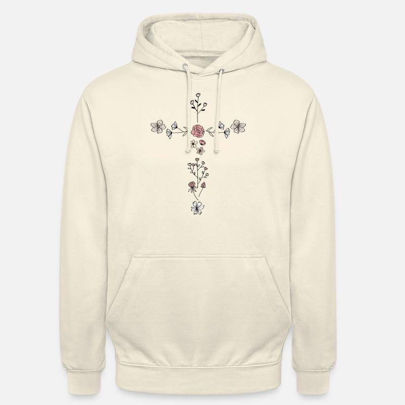 Croix de fleurs - Sweat-shirt à capuche unisexe - vanille