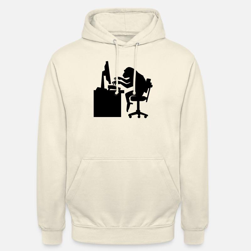 Monkey on Computer - Unisex Hoodie - vanilla