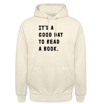 It's A Good Day To Read A Book - Unisex Hoodie - vanilla - Front - Alina (178cm) & Michal (187cm)