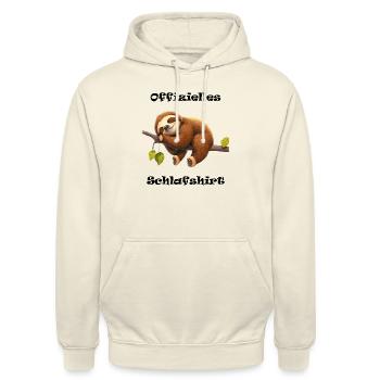 Offizielles Schlafshirt mit Faultier auf Ast - Unisex Hoodie - Vanille-Milchshake - Vorne - Alina (178cm) & Michal (187cm)