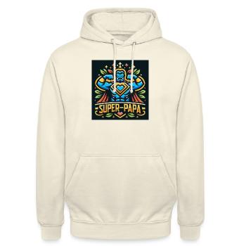 Super Papa Héros de la Famille - Sweat-shirt à capuche unisexe - vanille - Devant - Alina (178cm) & Michal (187cm)
