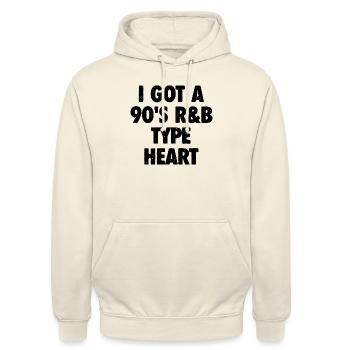 Avec le cœur en rythme – Vibrations R&B des années 90 - Sweat-shirt à capuche unisexe - vanille - Devant - Alina (178cm) & Michal (187cm)