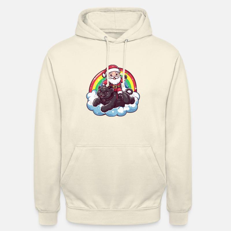 Panthère Père Noël Arc-en-ciel - Sweat-shirt à capuche unisexe - vanille
