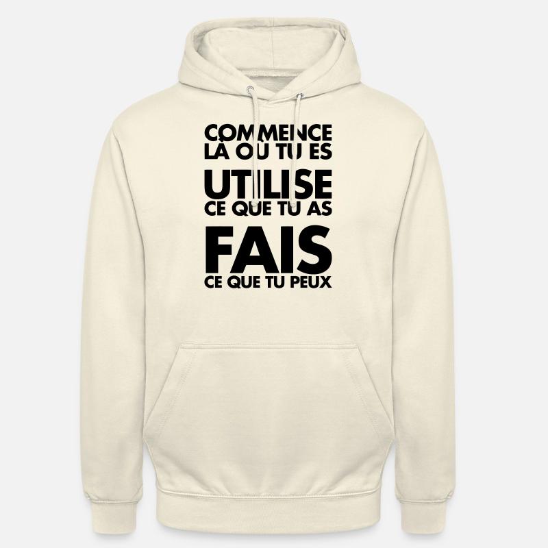 COMMENCE LA OU TU ES - Sweat-shirt à capuche unisexe - vanille