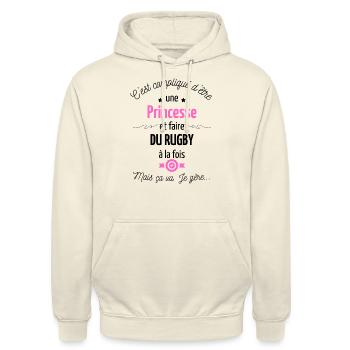 princesse et Rugby - Sweat-shirt à capuche unisexe - vanille - Devant - Alina (178cm) & Michal (187cm)