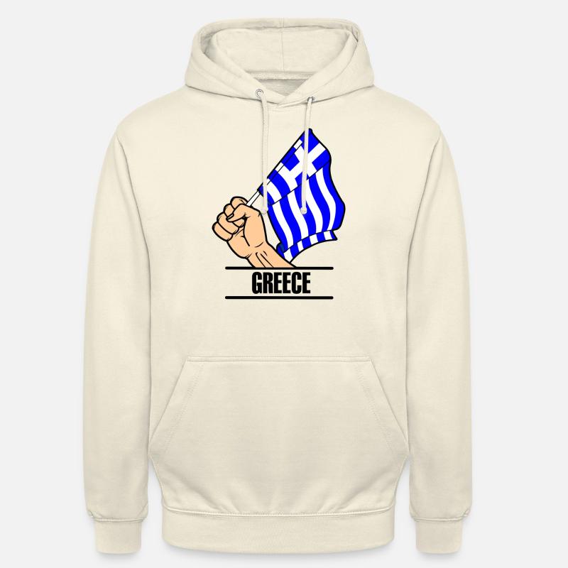 Drapeau Grèce poing texte GRÈCE - Sweat-shirt à capuche unisexe - vanille