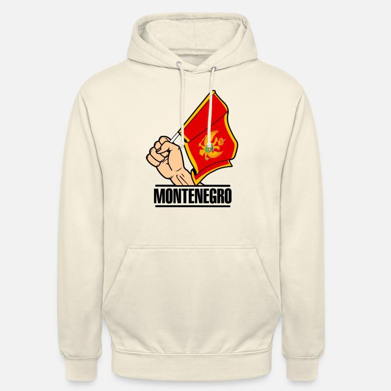 Drapeau du Monténégro poing texte MONTÉNÉGRO - Sweat-shirt à capuche unisexe - vanille