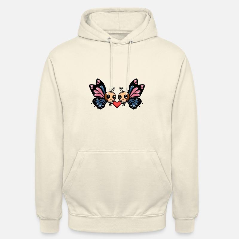 Couple Papillon Saint-Valentin - Sweat-shirt à capuche unisexe - vanille