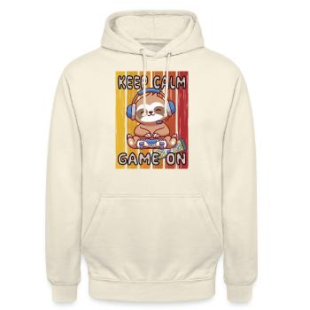 Gaming Tier - Faultier - Unisex Hoodie - Vanille-Milchshake - Vorne - Alina (178cm) & Michal (187cm)