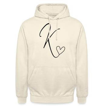 Buchstabe K Buchstabe-K Kalligrafie - Unisex Hoodie - Vanille-Milchshake - Vorne - Alina (178cm) & Michal (187cm)