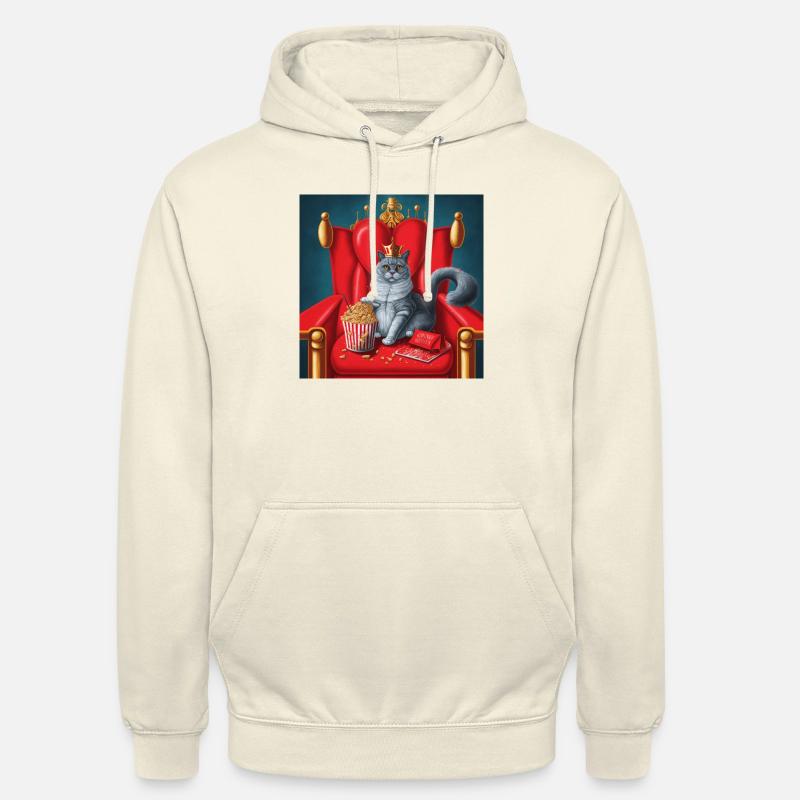 Chat mangeant du pop-corn et des ailes de poulet - Sweat-shirt à capuche unisexe - vanille