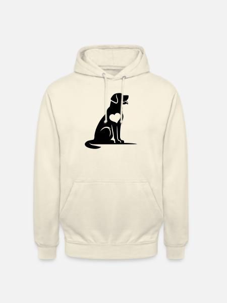 Labrador Love - Heart Dog Silhouette - Unisex Hoodie - vanilla