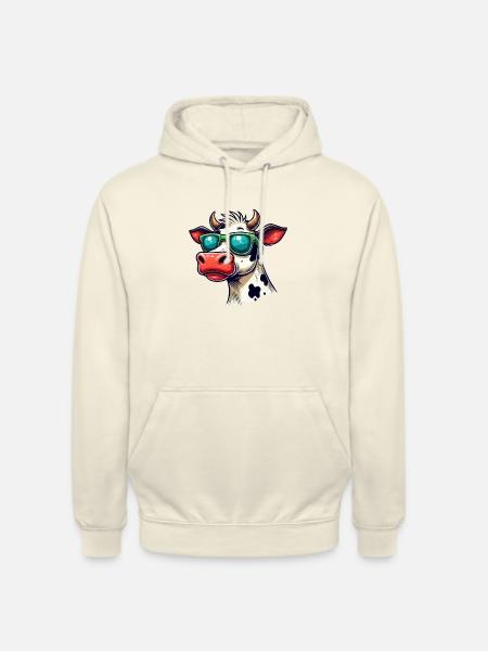 Cow Sunglasses - Unisex Hoodie - vanilla
