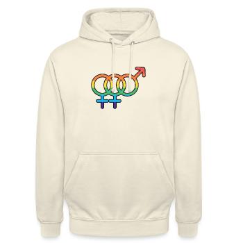 Bi Femme Pride - Unisex Hoodie - Vanille-Milchshake - Vorne - Alina (178cm) & Michal (187cm)